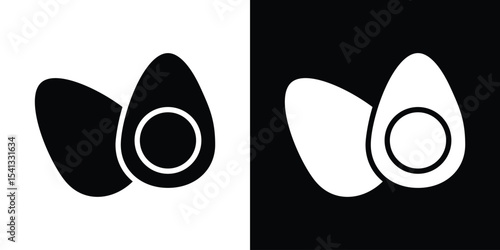 Egg icon in flat black solid vector set