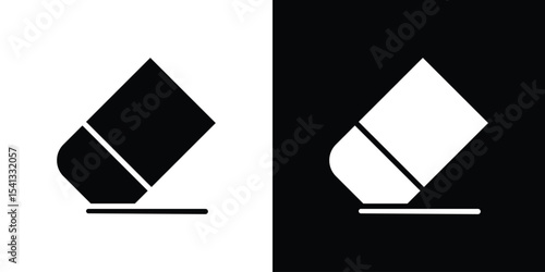 Eraser icon in flat black solid vector set