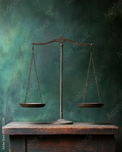 Antique Scales on a Wooden Shelf