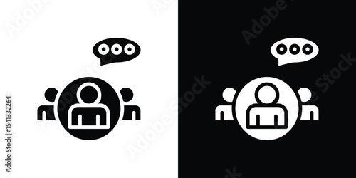 Expert opinion icon in flat black solid vector set