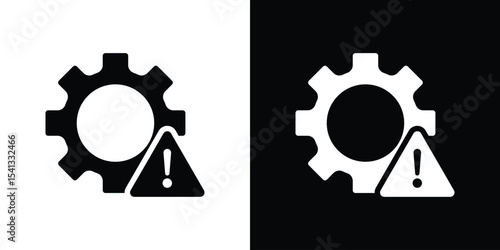 Failure icon in flat black solid vector set