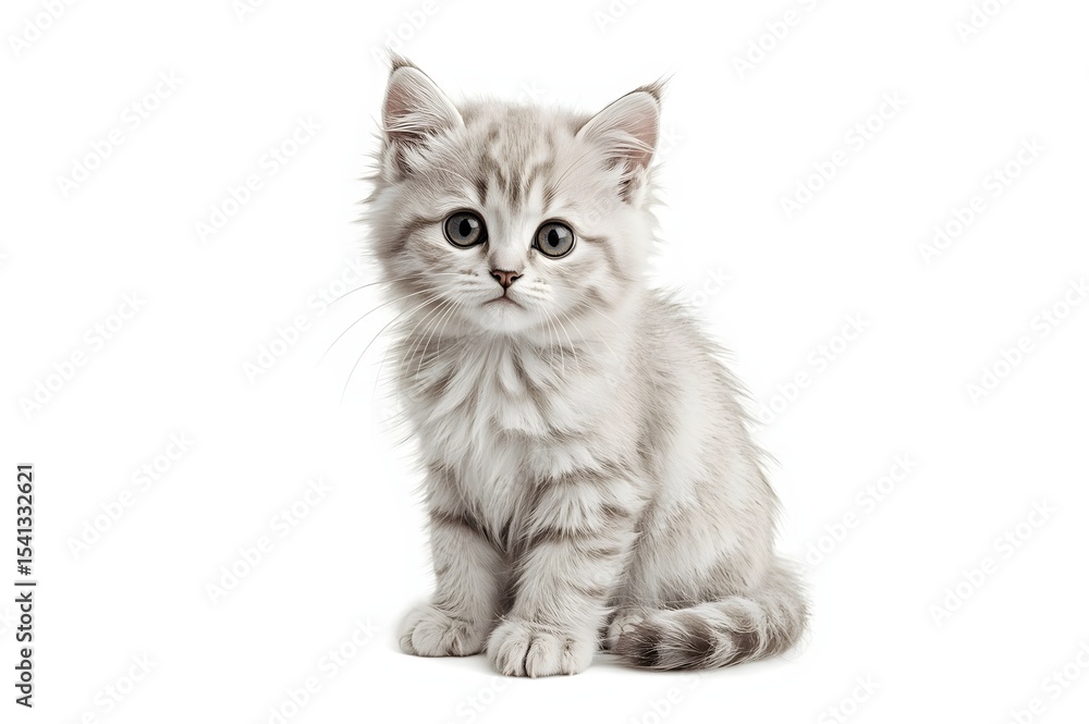 Obraz premium Gray kitten, seated, front view