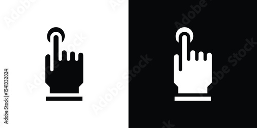 Finger control icon in flat black solid vector set