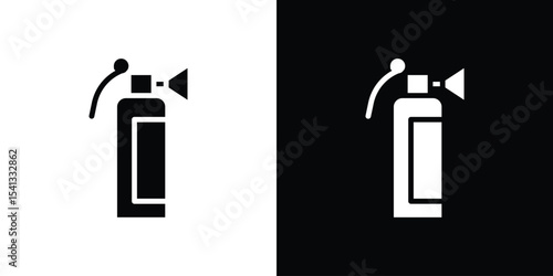 Fire extinguisher icon in flat black solid vector set