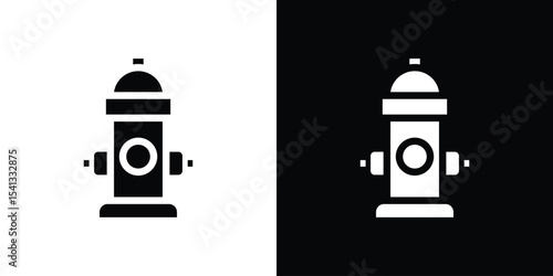 Fire hydrant icon in flat black solid vector set