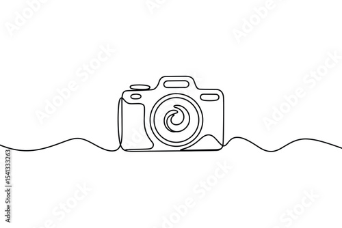 Single line drawing of a modern camera