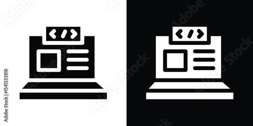Front end icon in flat black solid vector set