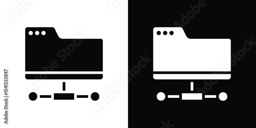 FTP icon in flat black solid vector set