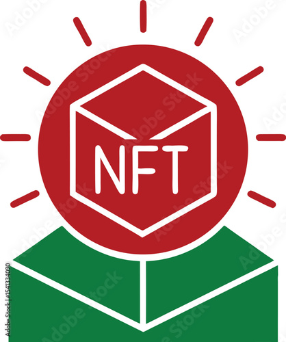 Abstract nft concept with box and circular elements suitable for design projects