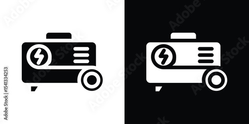 Generator icon in flat black solid vector set