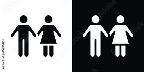 Girlfriend icon in flat black solid vector set