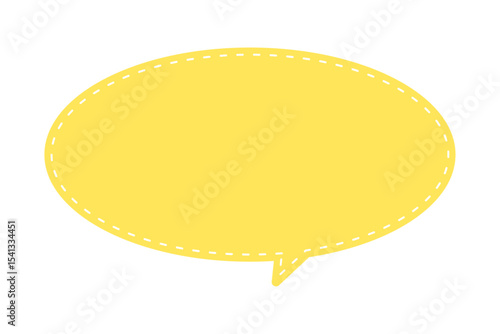シンプルな横長の黄色い吹き出し - アップリケ風の装飾が付いた楕円形のフレームやあしらいの素材