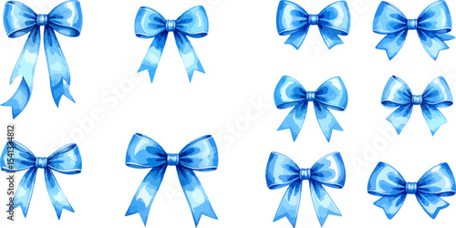 Bright separate blue bow set