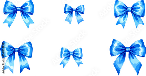 Bright separate blue bow set