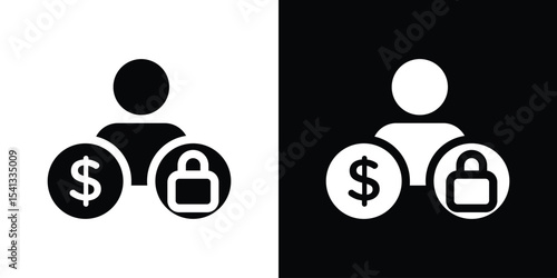 Guarantor icon in flat black solid vector set