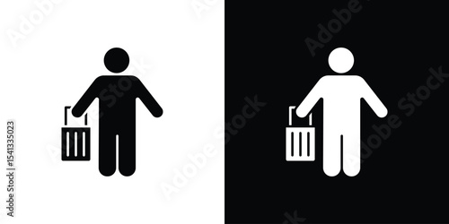 Guest icon in flat black solid vector set