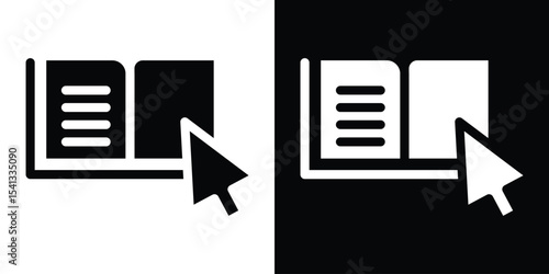 Guide icon in flat black solid vector set