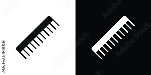 Hair brush icon in flat black solid vector set