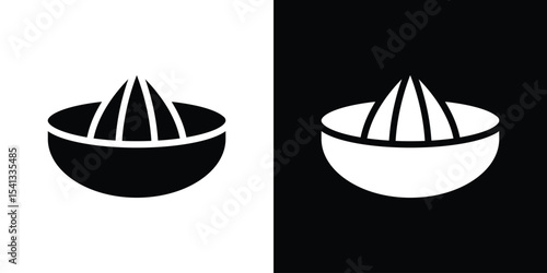 Hand Juicer icon in flat black solid vector set