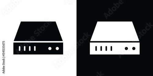 Hard Disk icon in flat black solid vector set