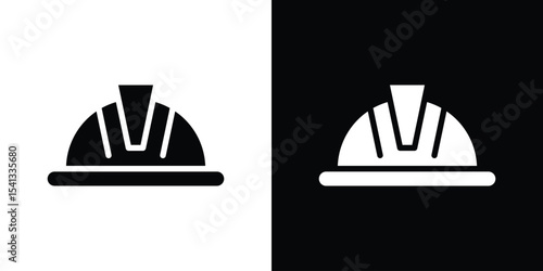 Hard hat icon in flat black solid vector set