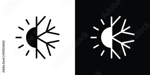 Hot and cold icon in flat black solid vector set
