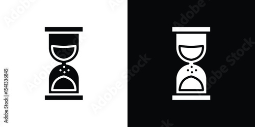 Hourglass icon in flat black solid vector set