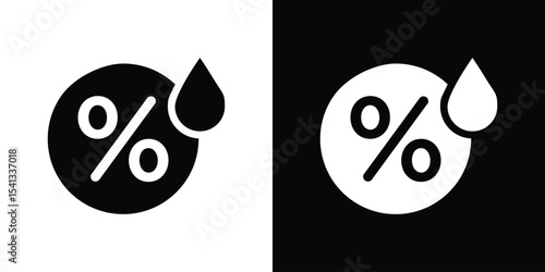 Humidity icon in flat black solid vector set
