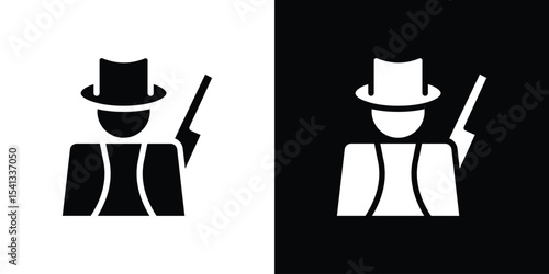 Hunter icon in flat black solid vector set