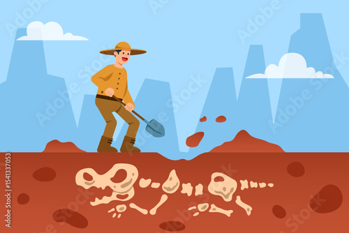 Scavating Pre Historic Animal Skeleton