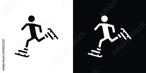 Ice skate icon in flat black solid vector set