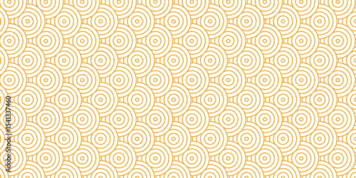 Overlapping creative diamond circle abstract orange and yellow pattern background with waves texture. geometric digital fabric pattern circles floral round lapping white retro background.	

