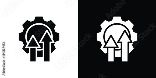 Improvement icon in flat black solid vector set