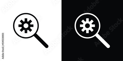 Investigate icon in flat black solid vector set