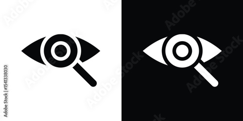 Investigation icon in flat black solid vector set