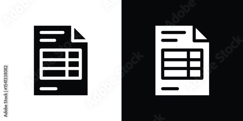 Invoice icon in flat black solid vector set