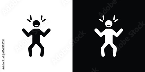 Irritated human icon in flat black solid vector set