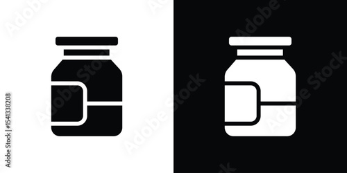 Jar icon in flat black solid vector set