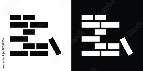 Jenga icon in flat black solid vector set