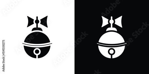 Jingle bell icon in flat black solid vector set