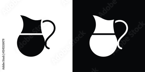 Jug icon in flat black solid vector set