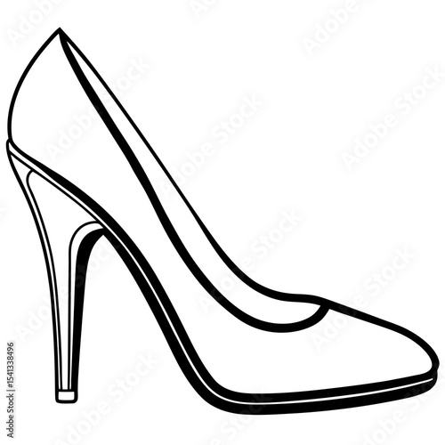 Elegant high heel shoe line art illustration