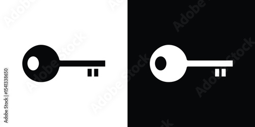 key icon in flat black solid vector set