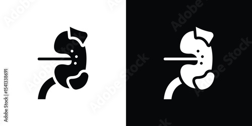 Kidney disease icon in flat black solid vector set