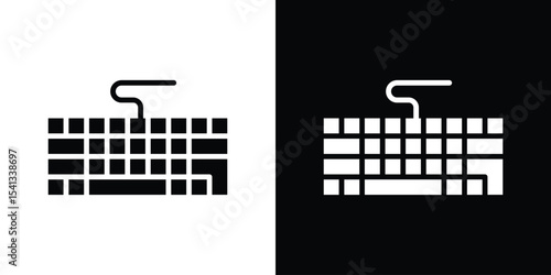 Keyboard icon in flat black solid vector set