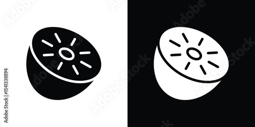 Kiwi icon in flat black solid vector set