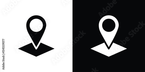 Land layer location icon in flat black solid vector set
