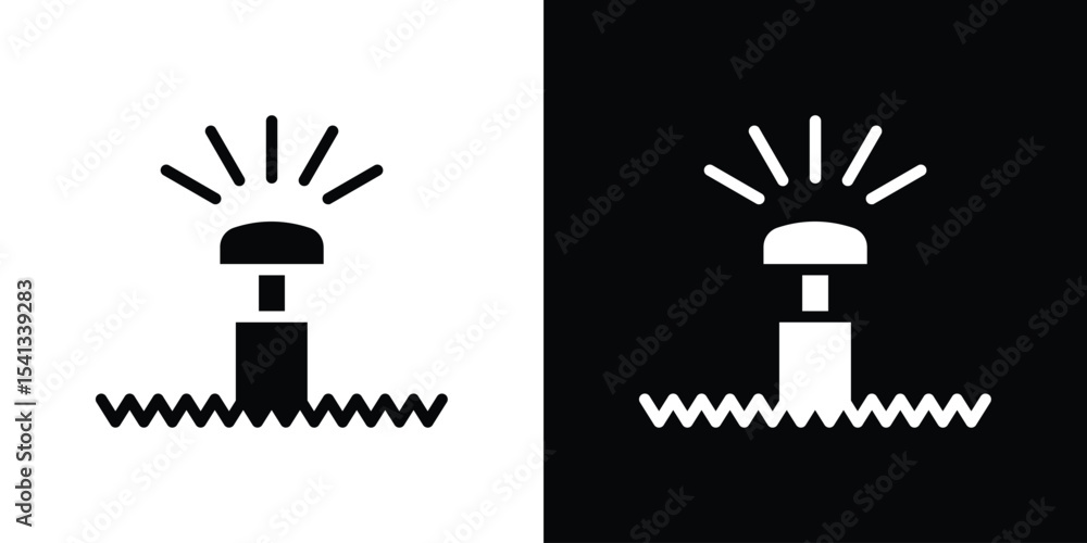 Fototapeta premium Lawn sprinkler icon in flat black solid vector set