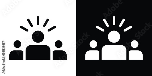 Leadership icon in flat black solid vector set