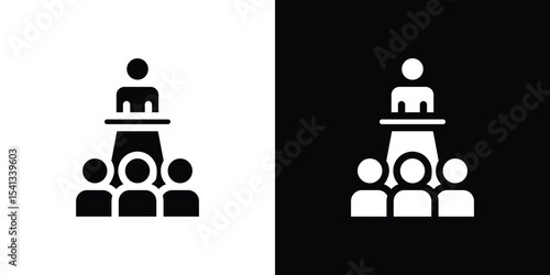 Lecture icon in flat black solid vector set